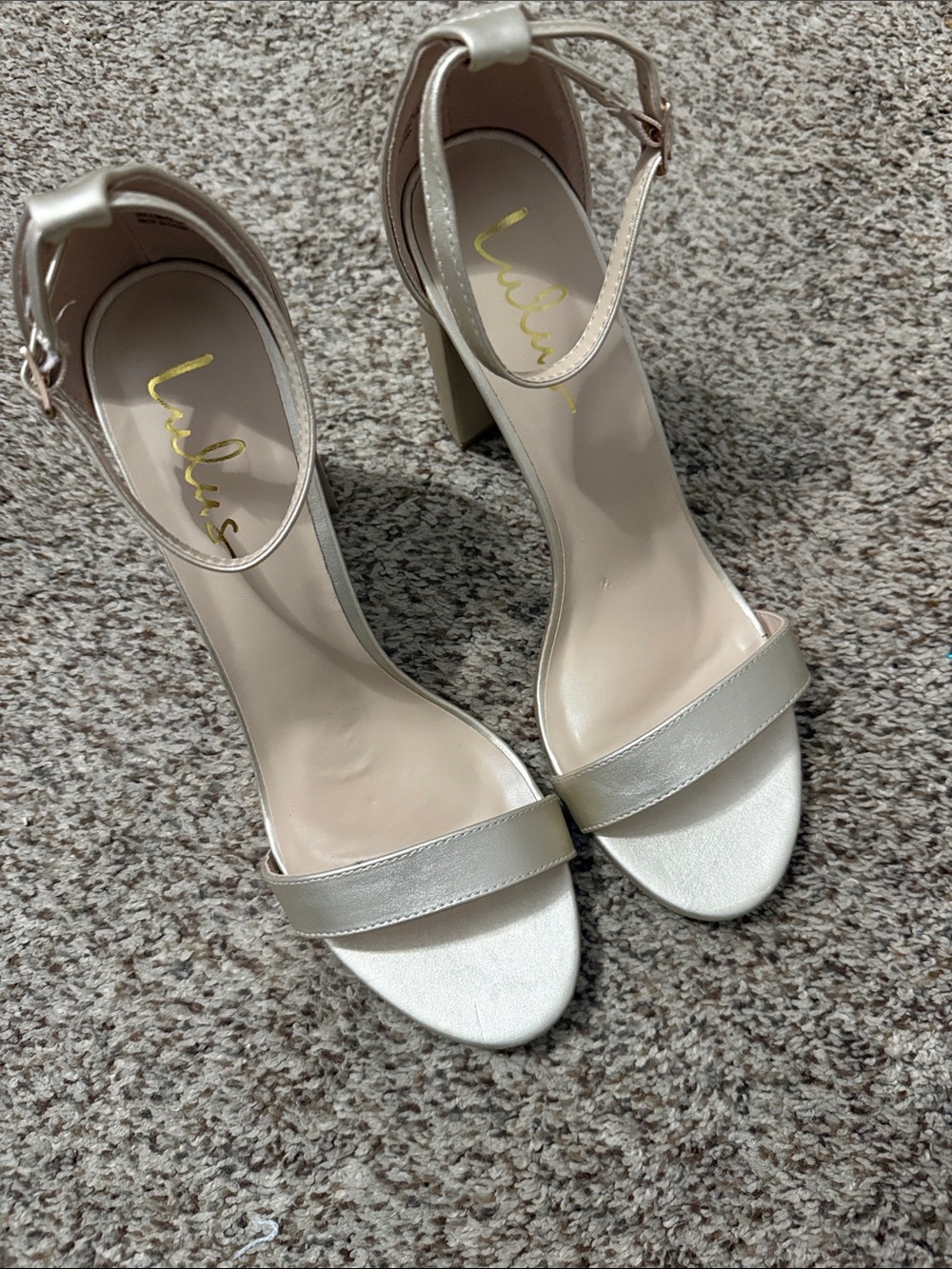 Lulu's Champagne Ankle-Strap Block Heel Sandals